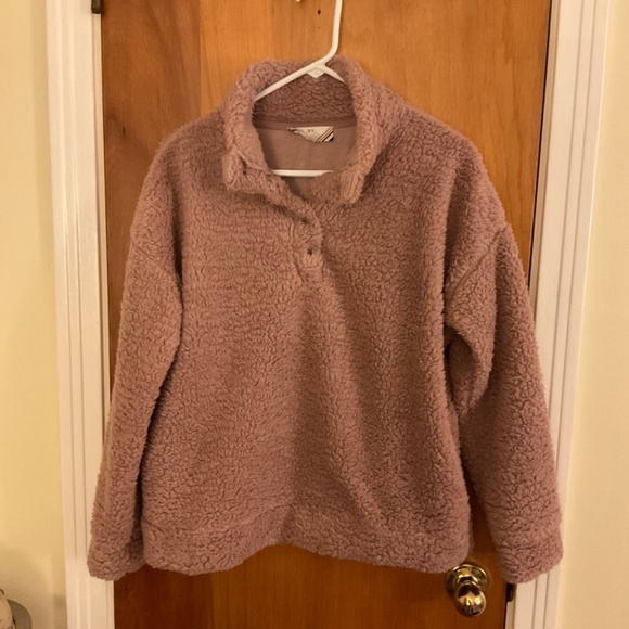 Pink Rose Fuzzy Jacket Cozy Pullover Top Sz M - Picture 10 of 10